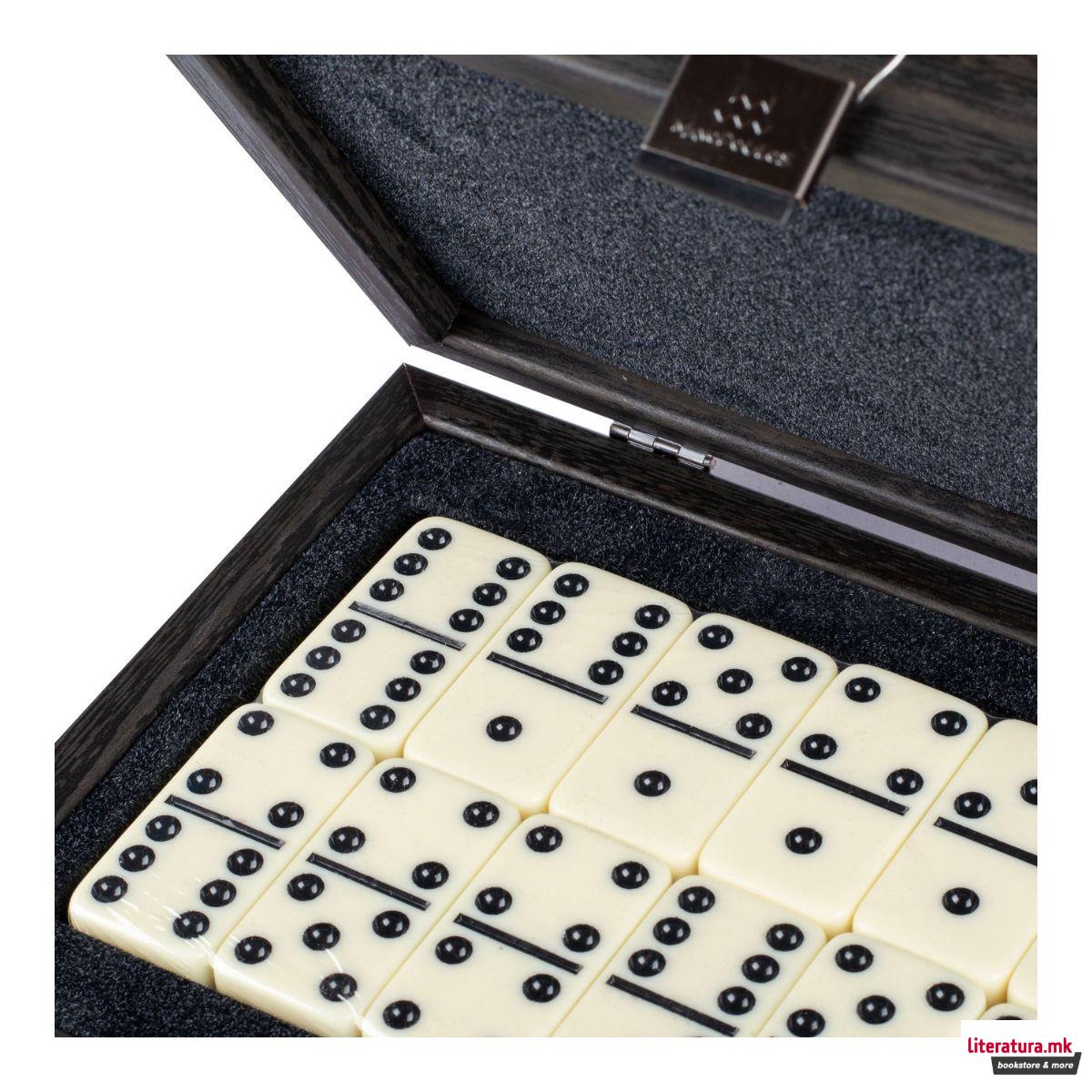 Сет за домино, Luxury Set in Black Wooden Replica Case 