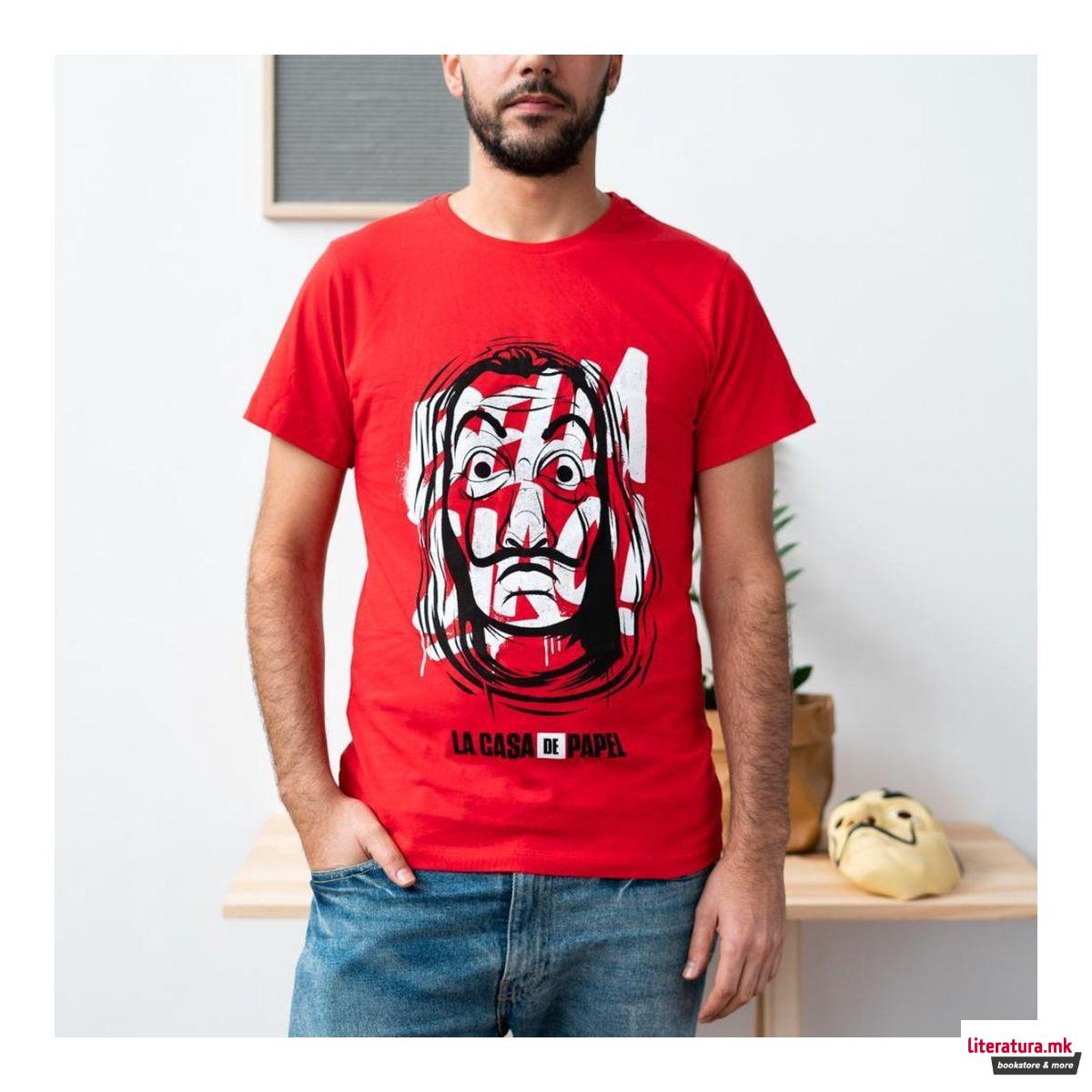 Маица, La Casa De Papel - Mask, црвена, S 