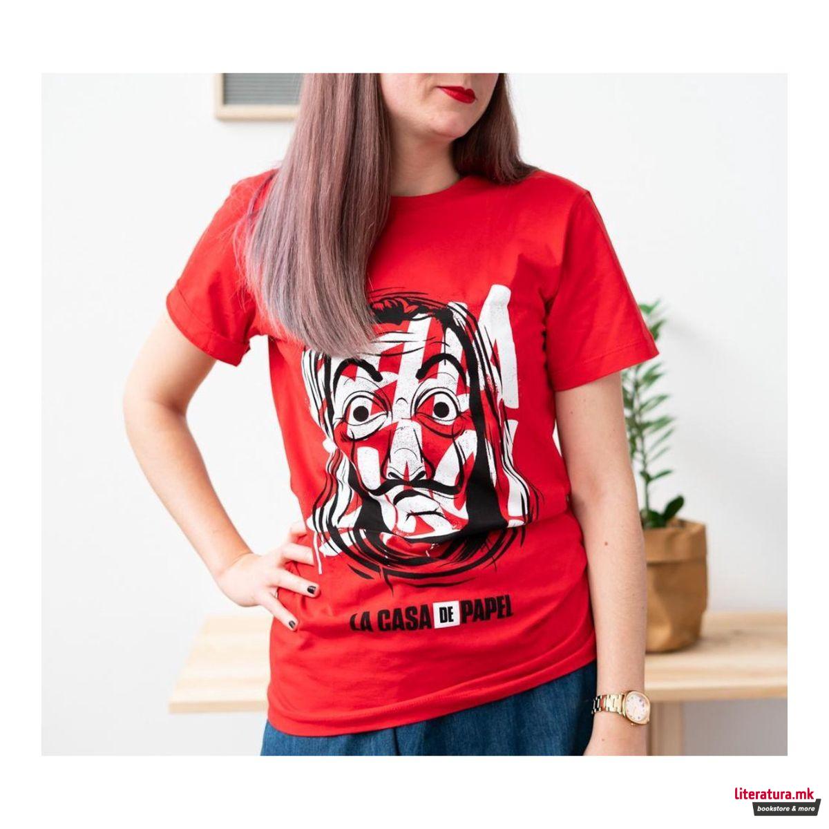 Маица, La Casa De Papel - Mask, црвена, S 