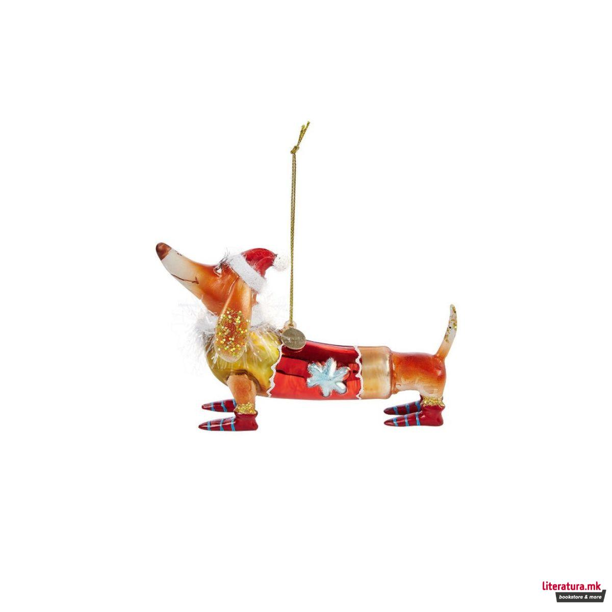 Лампион, Dachshund with Christmas hat, 9.5cm 
