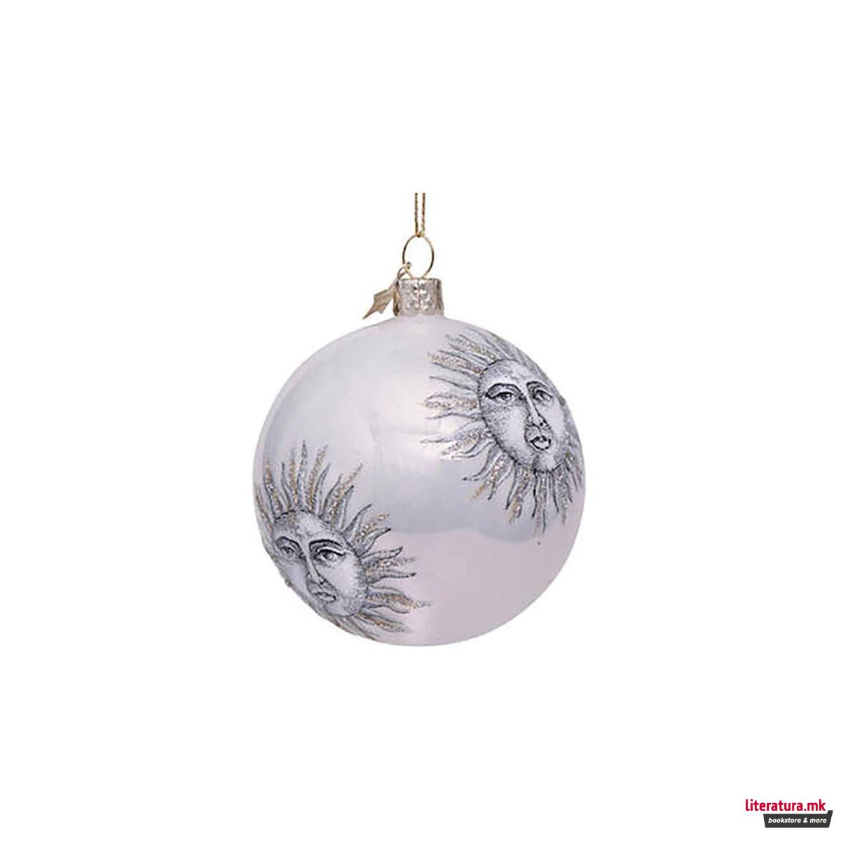 Лампион, White Pearl with Sun Faces, Ø8cm 