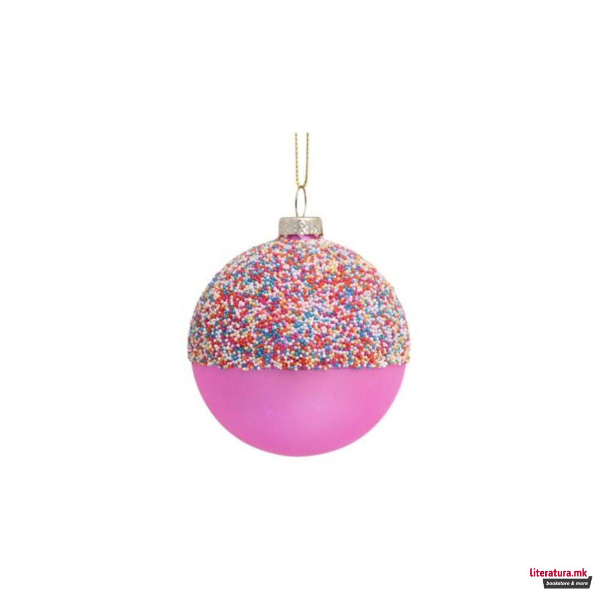 Лампион, Fuchsia Bauble with Disco Dip, Ø8cm 