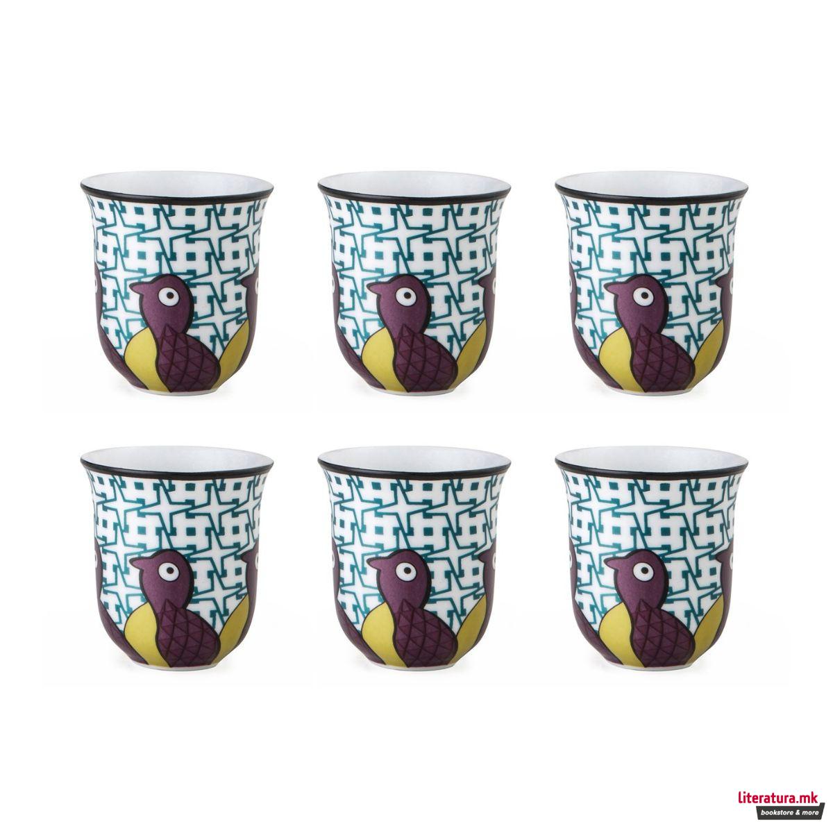 Сет од 6 шолји за кафе, Birds of Paradise, 90ml 