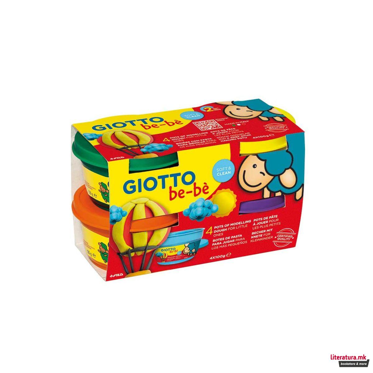 Тесто за моделирање за најмали, Giotto be-bè, 4 x 100g 