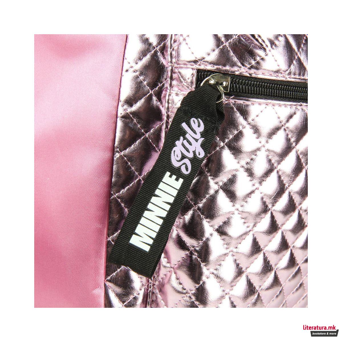 Ранец - моден, Minnie, металик розев 