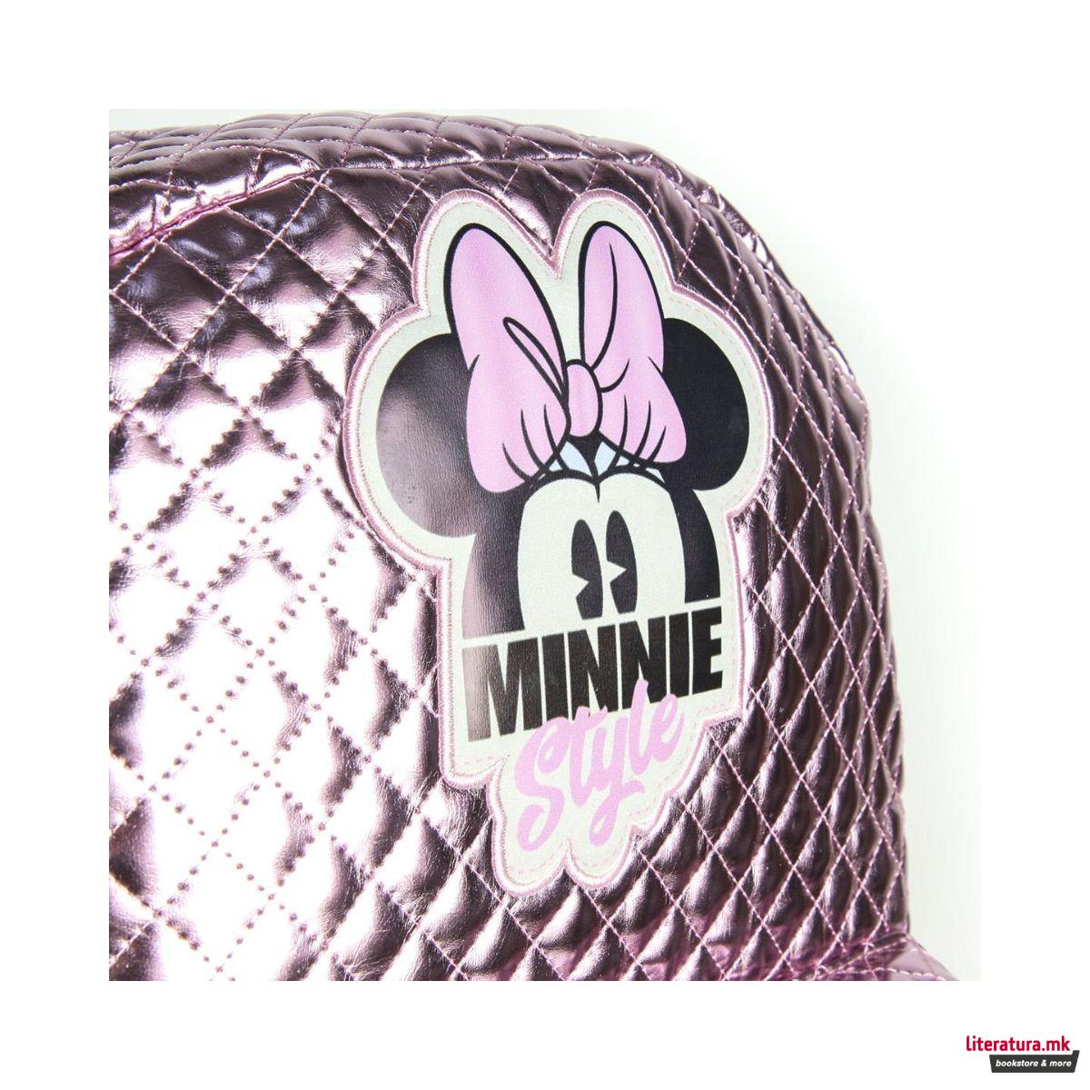 Ранец - моден, Minnie, металик розев 