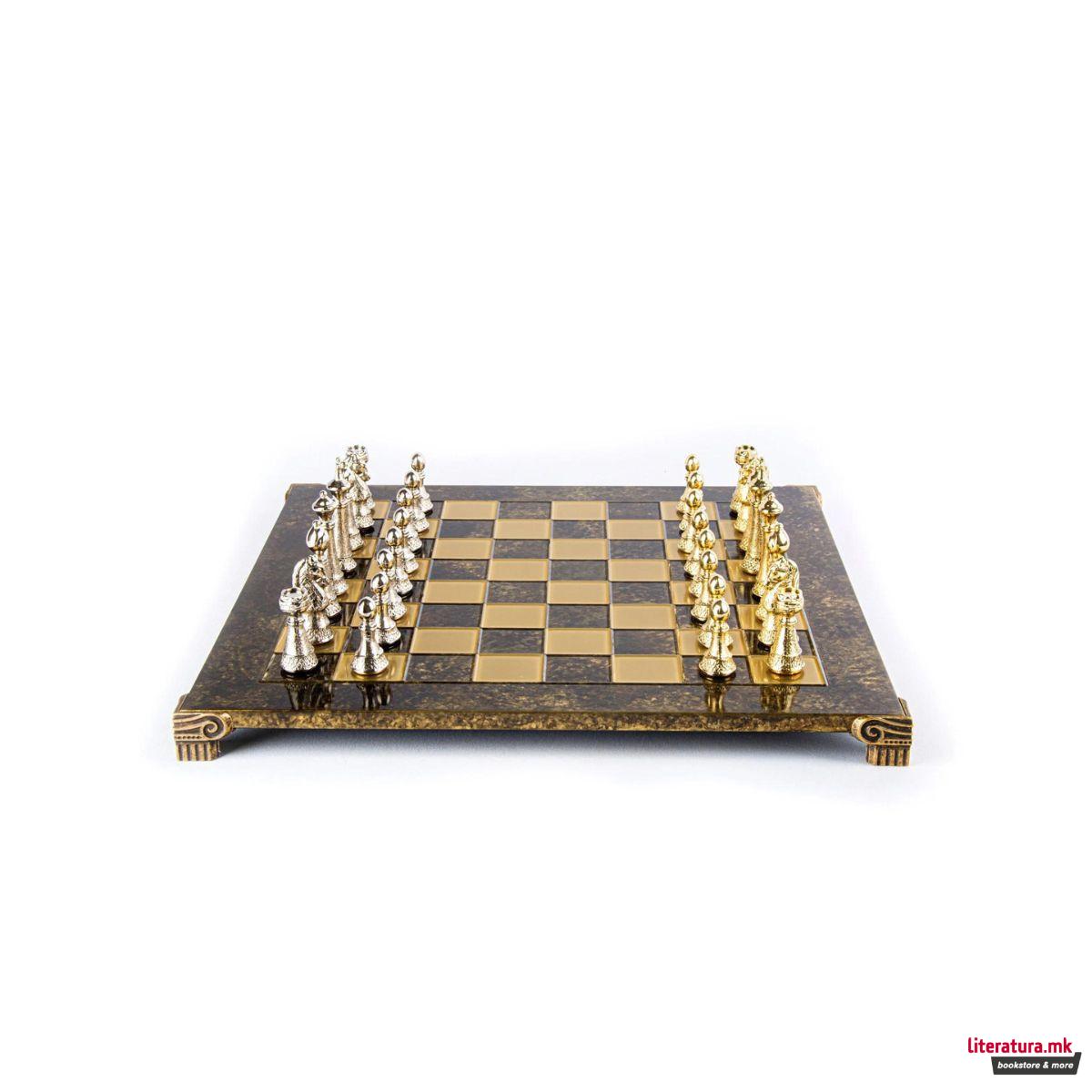 Сет за шах, Classic Metal Staunton with Gold&Silver Chessmen/Bronze Chessboard 