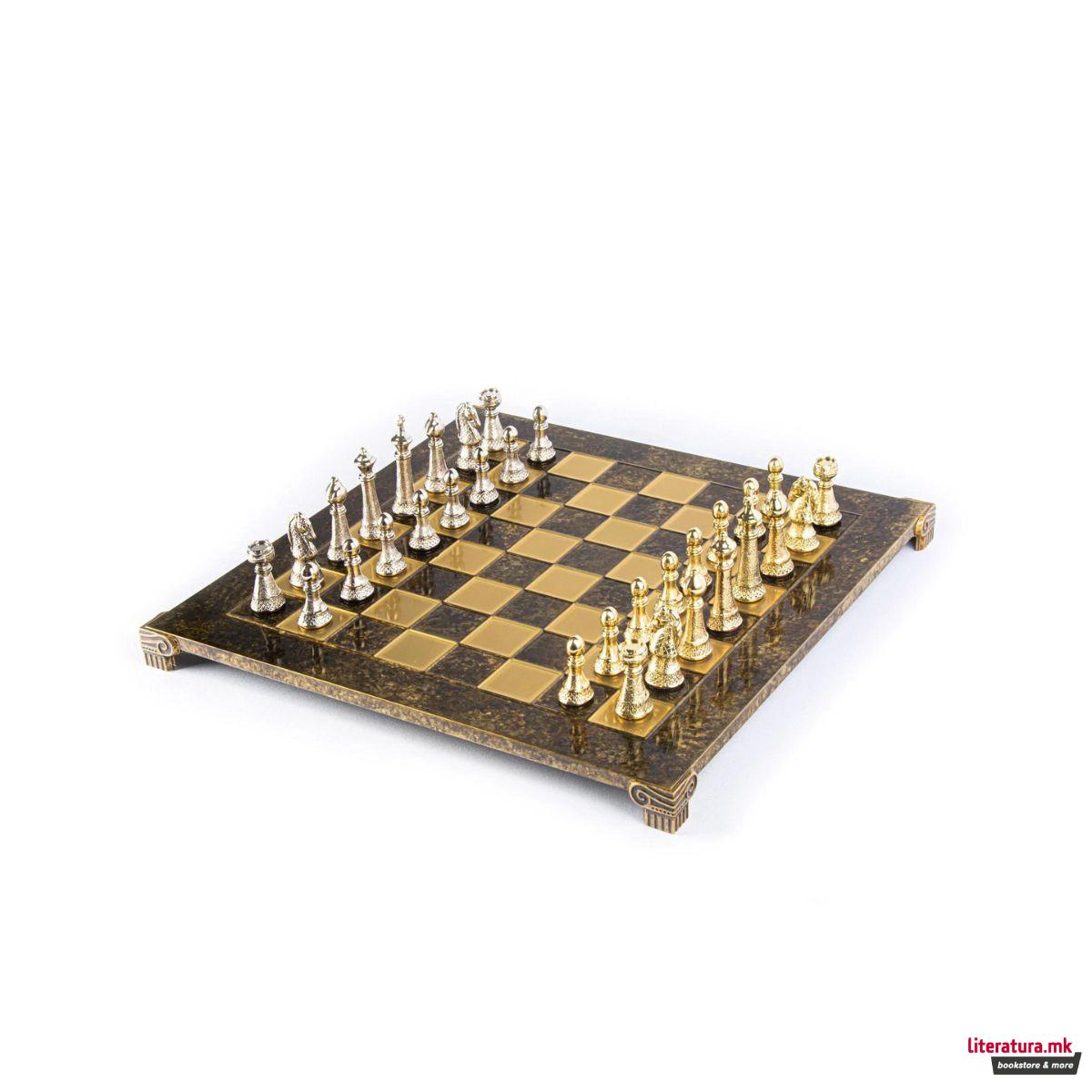 Сет за шах, Classic Metal Staunton with Gold&Silver Chessmen/Bronze Chessboard 
