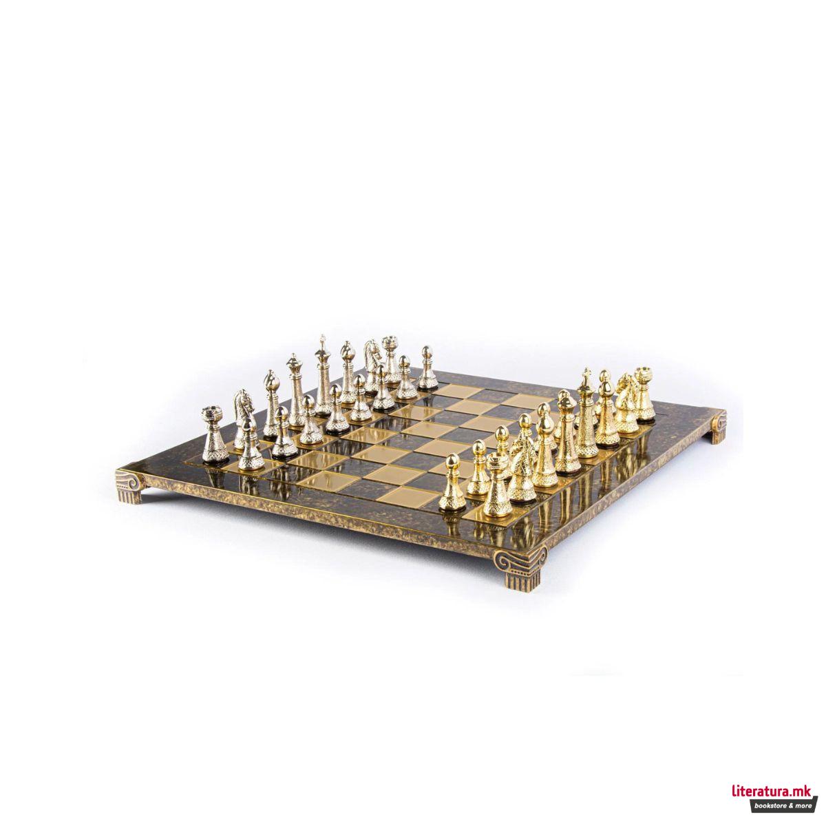 Сет за шах, Classic Metal Staunton with Gold&Silver Chessmen/Bronze Chessboard 