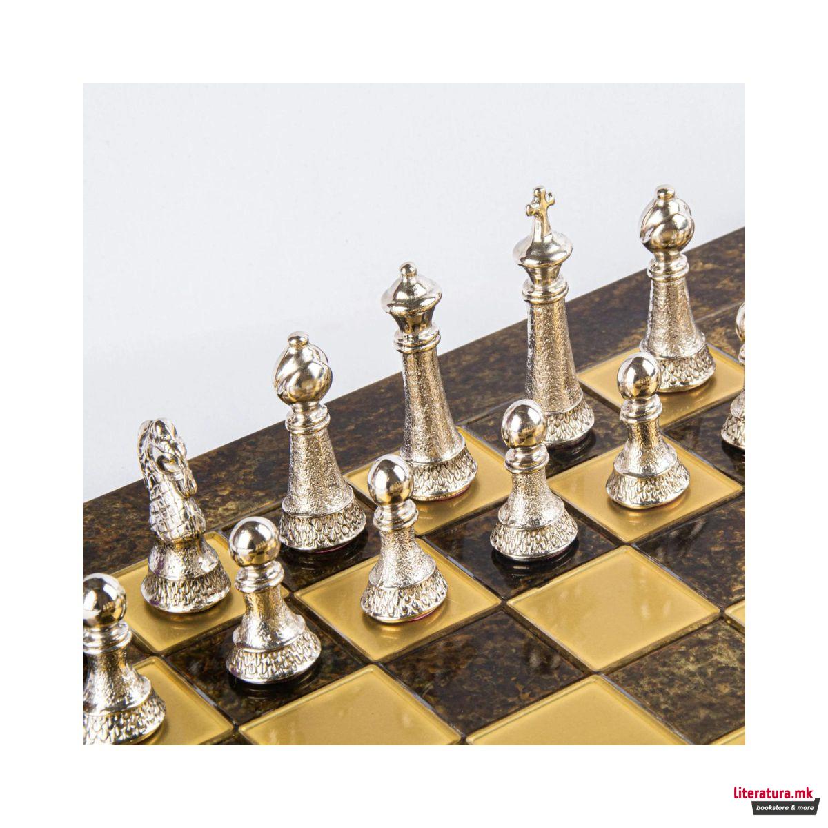 Сет за шах, Classic Metal Staunton with Gold&Silver Chessmen/Bronze Chessboard 