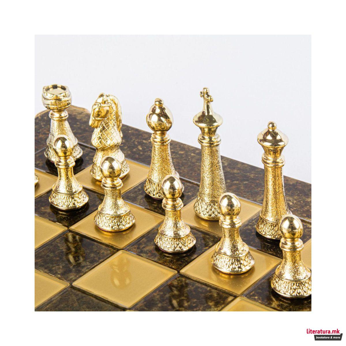 Сет за шах, Classic Metal Staunton with Gold&Silver Chessmen/Bronze Chessboard 