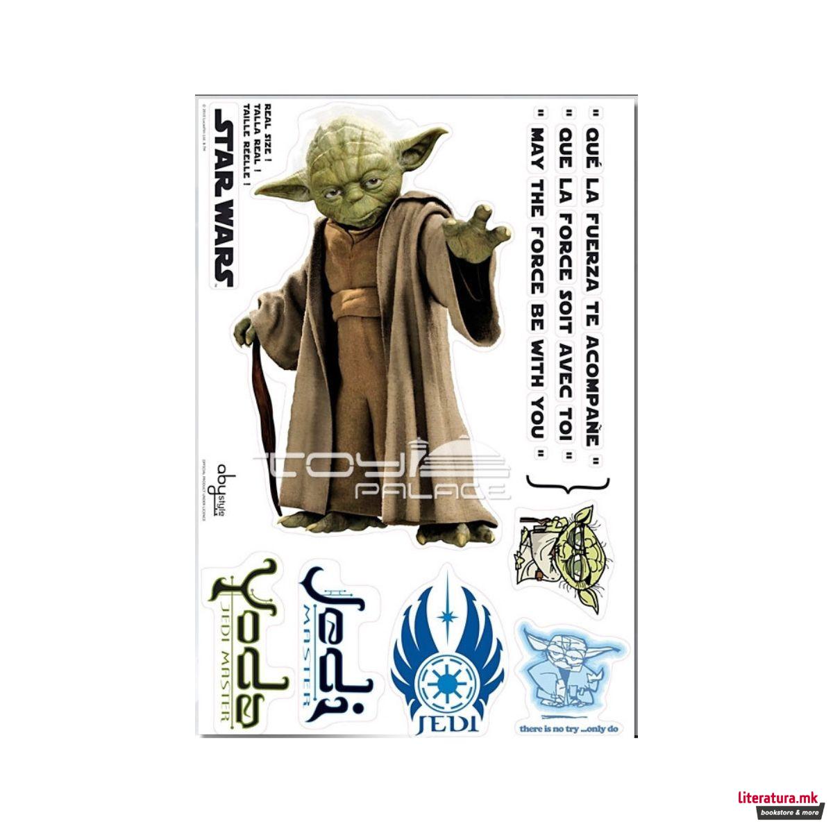Сет ѕидни стикери, Star Wars, Yoda, природна големина 