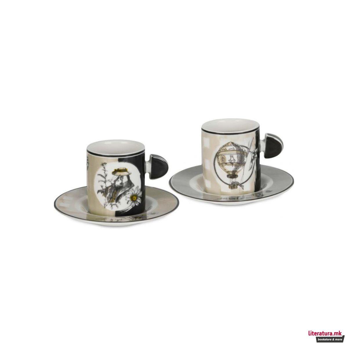 Сет од 2 шолји за кафе со тацни, Urban 