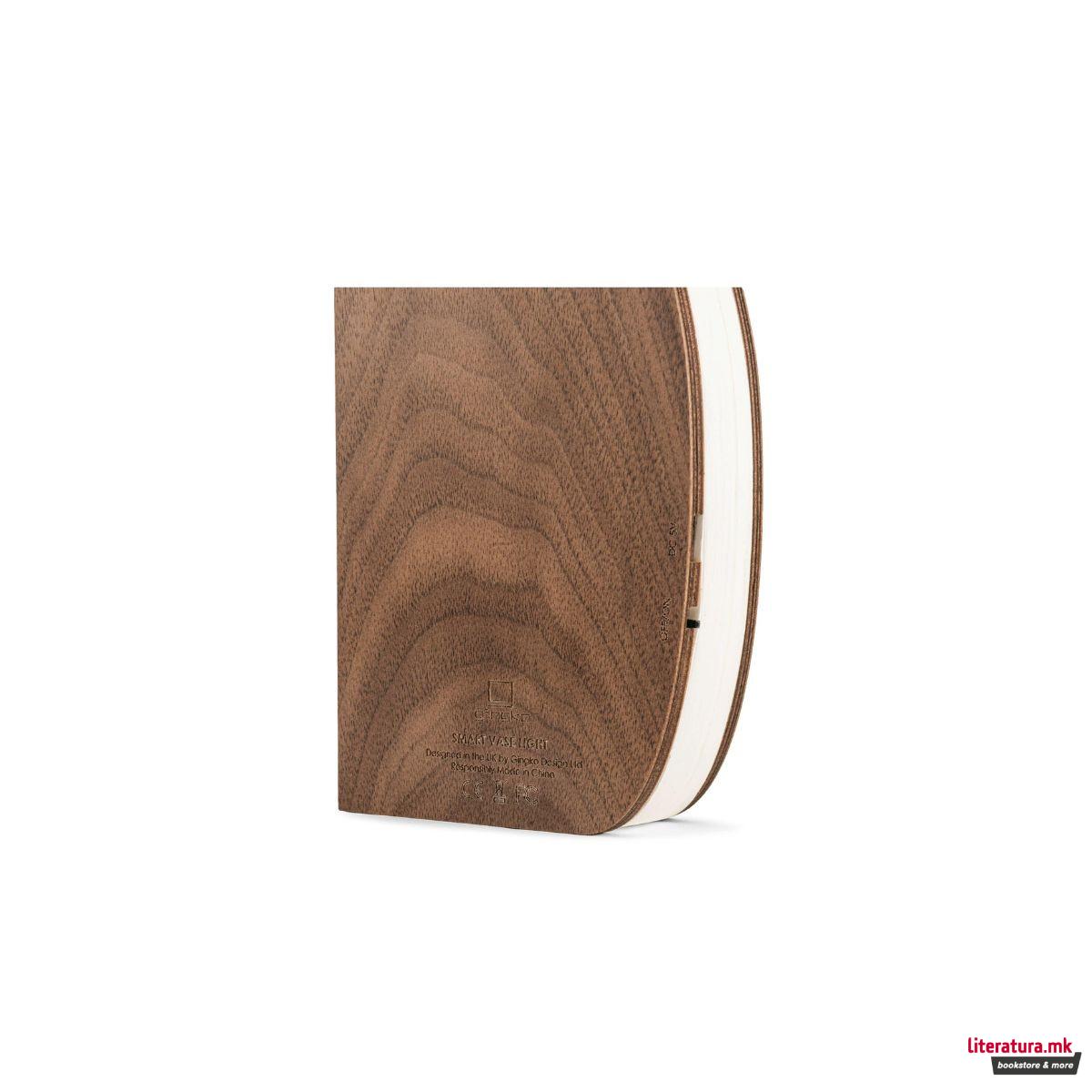 Паметна ламба - Вазна, Smart Vase Light, дрво - орев 