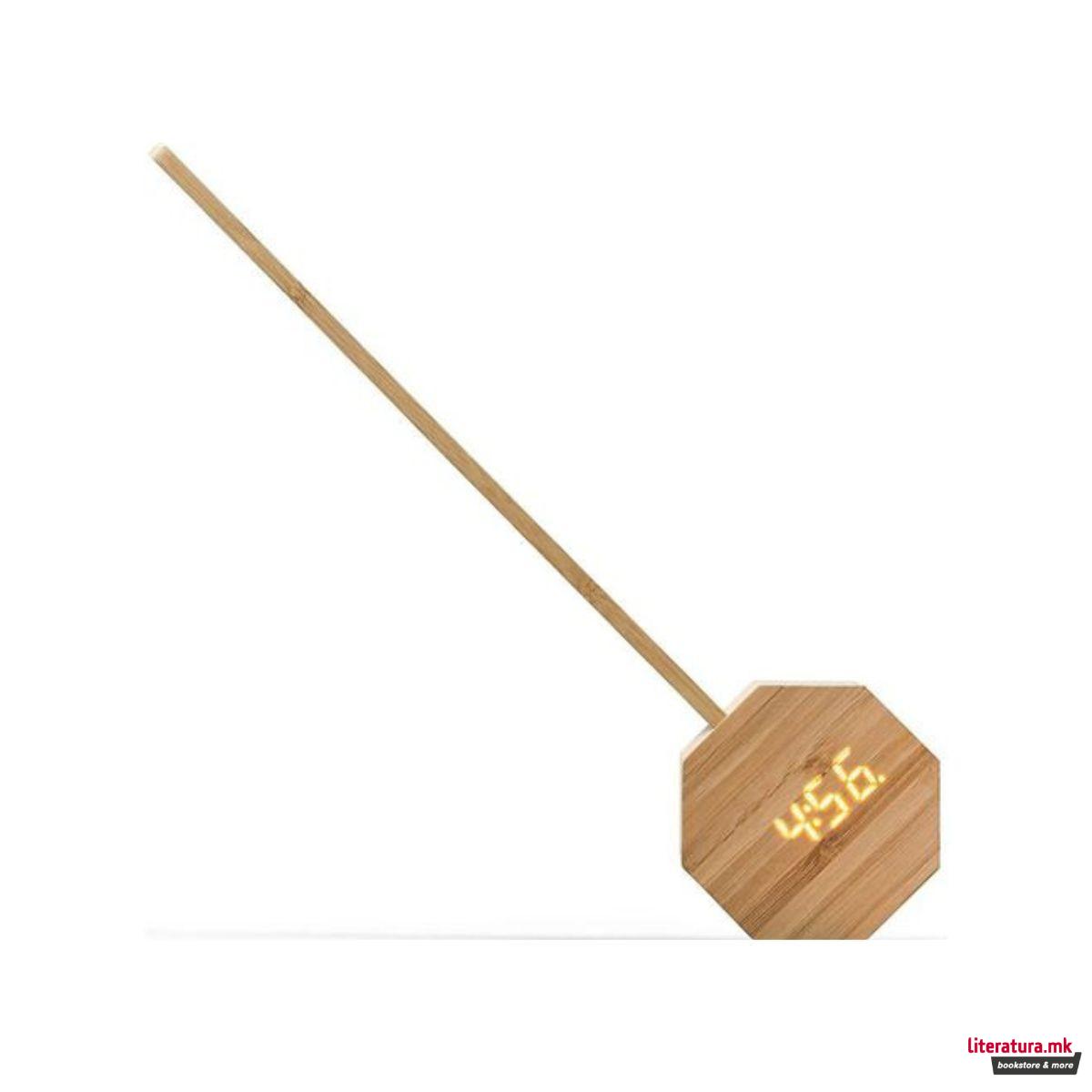 Часовник/Ламба, Octagon One Plus Portable Alarm Clock Desk Light, дрво - бамбус 