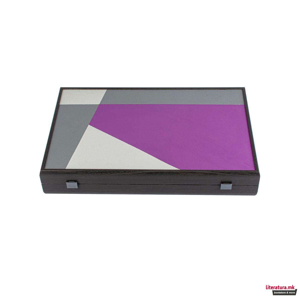 Сет за табла, Handcrafted Traffic Purple Minimalist Art, голем 