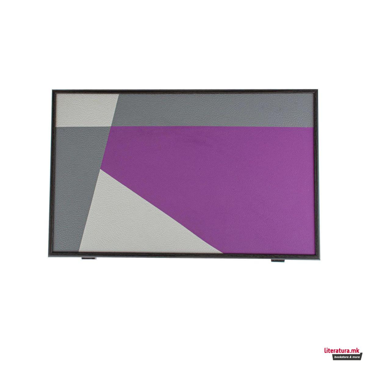 Сет за табла, Handcrafted Traffic Purple Minimalist Art, голем 