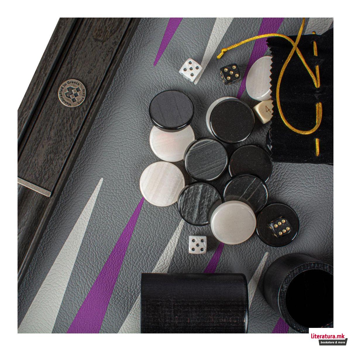 Сет за табла, Handcrafted Traffic Purple Minimalist Art, голем 