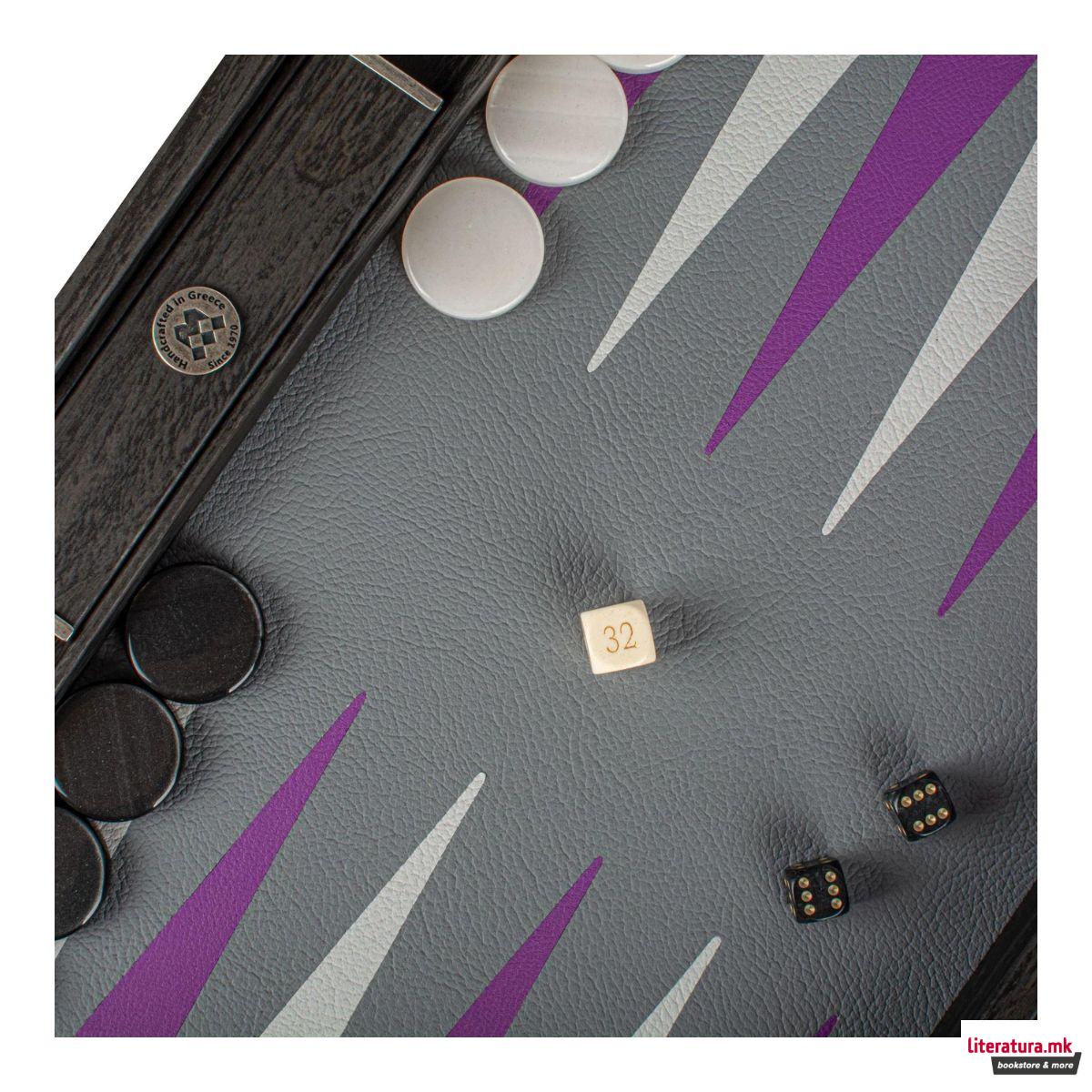 Сет за табла, Handcrafted Traffic Purple Minimalist Art, голем 