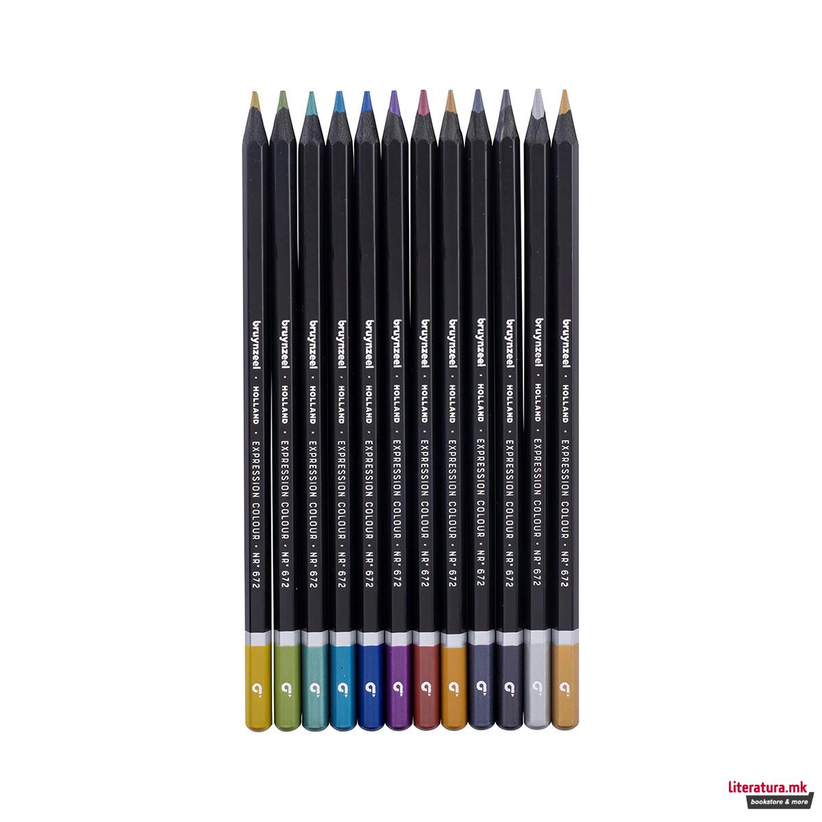 Сет дрвени боици, Bruynzeel - Expression Series: Metallic, 12 бои 