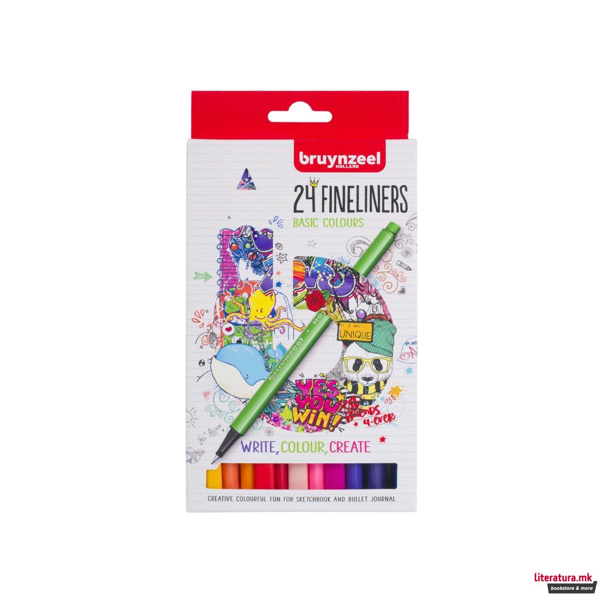 Сет фајнлајнери, Bruynzeel - Basic Colours, 24 бои 