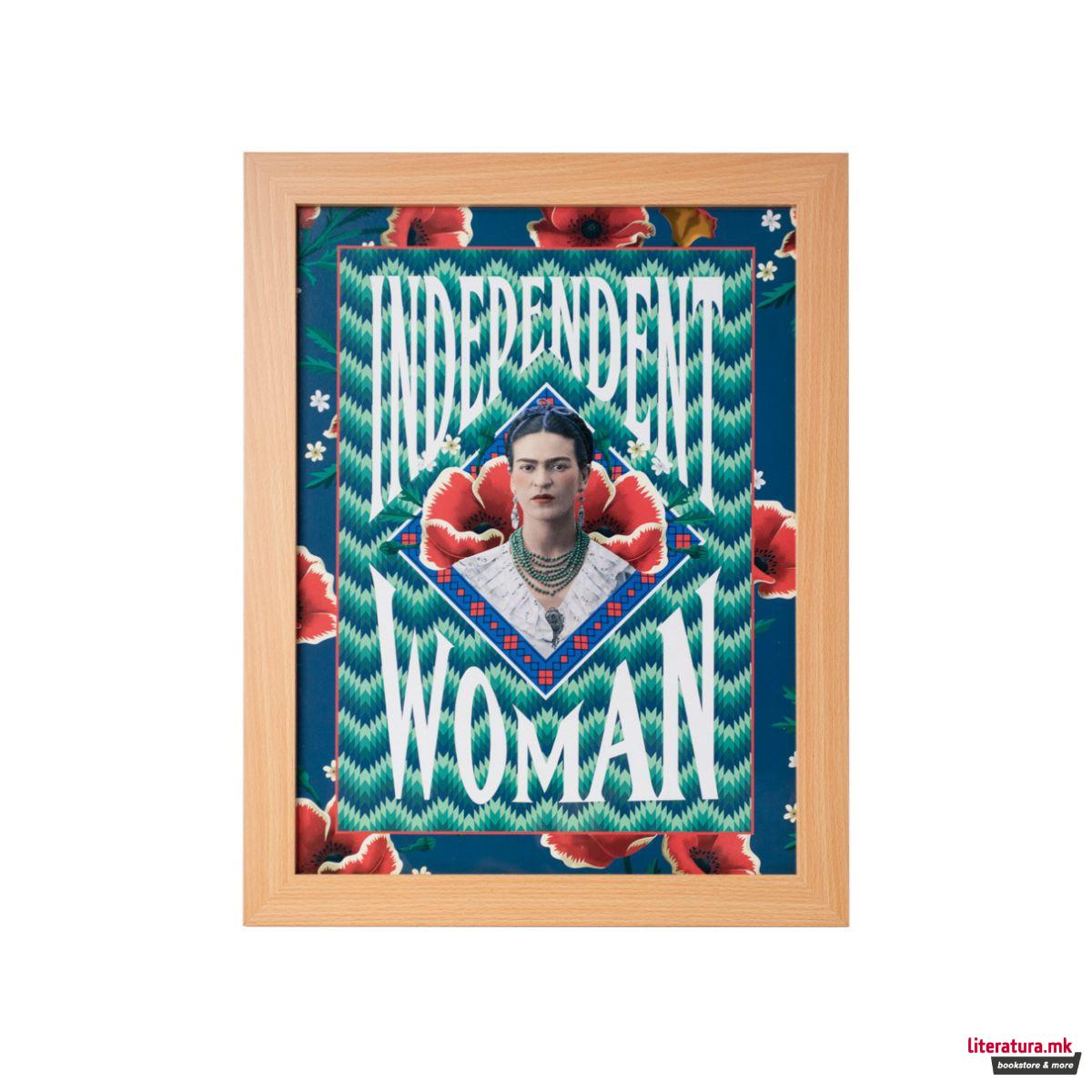 Принт во рамка, Frida Kahlo - Independent woman 