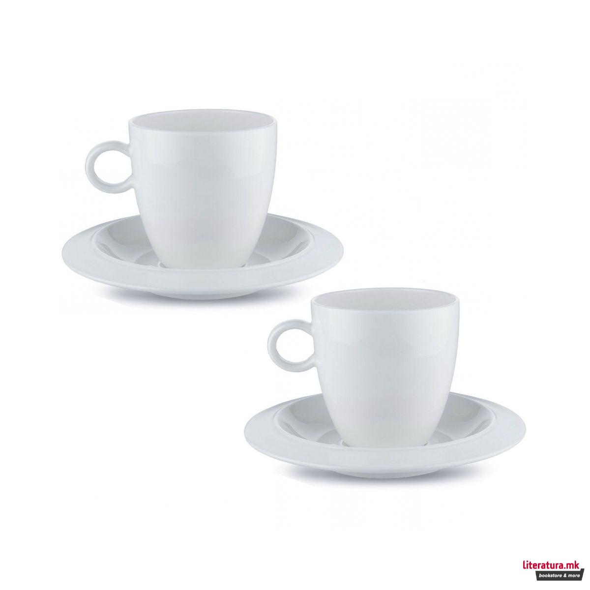 Сет од 2 шолји со тацни, Bavero, 200мл 