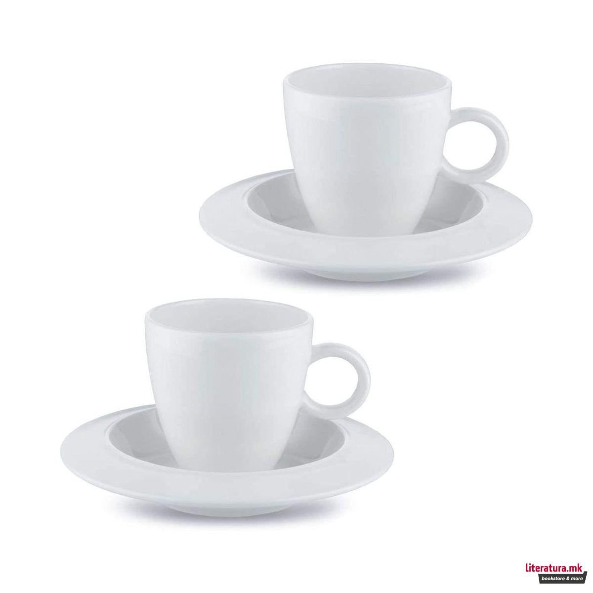 Сет од 2 шолји со тацни, Bavero, 100мл 