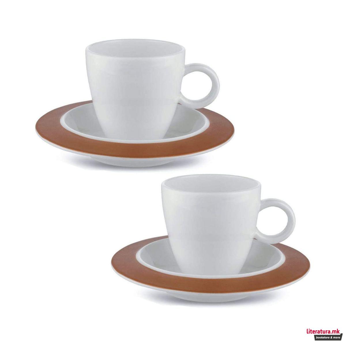 Сет од 2 шолји со тацни, Bavero, 100мл 