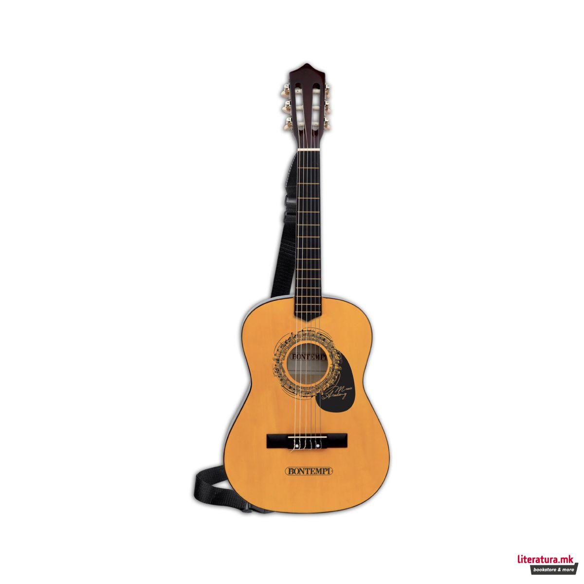 Дрвена гитара со ремен, Music Academy, Wooden Guitar, 6 жици