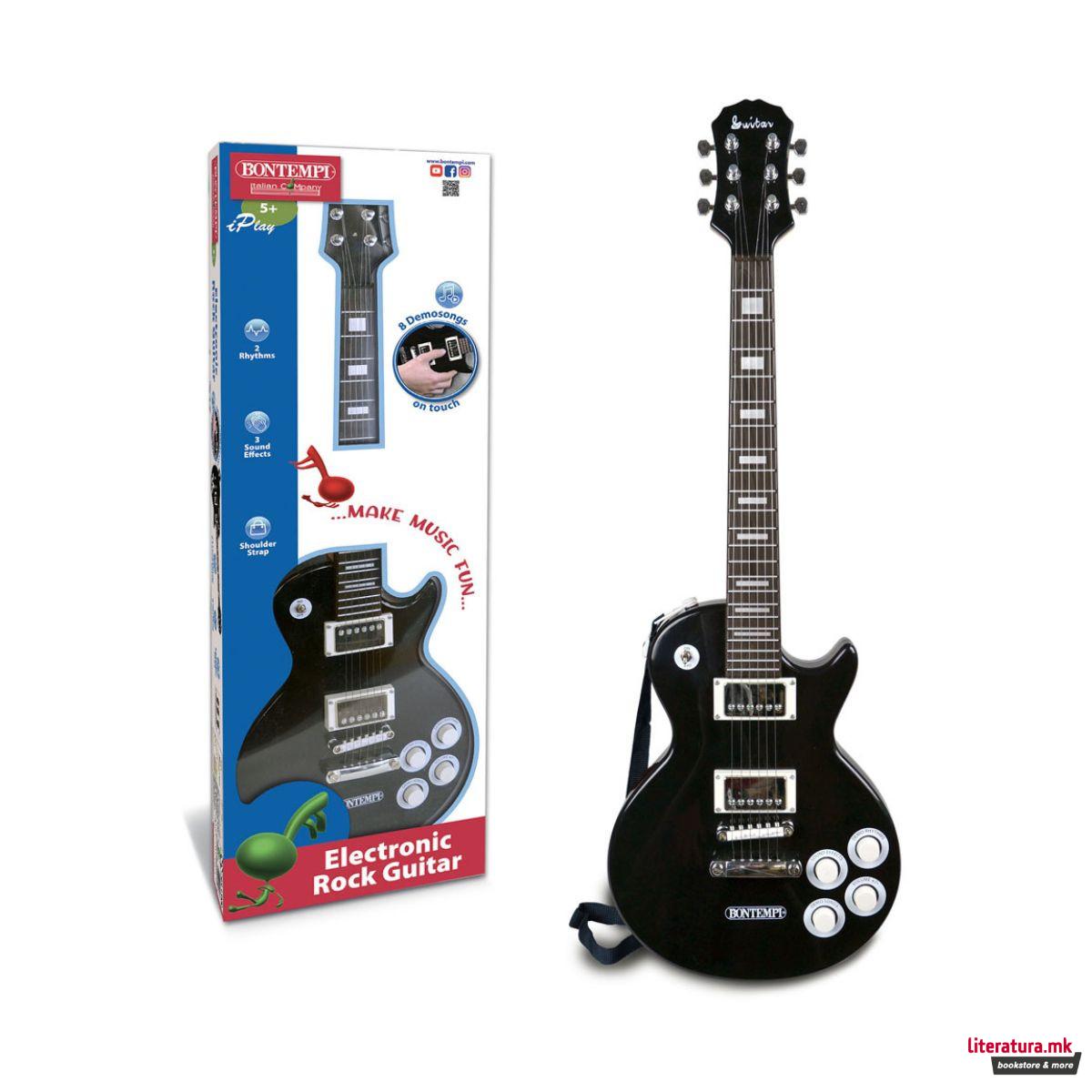 Електронска рок гитара, iPlay, Electronic Rock Guitar, 69 цм, црнa 