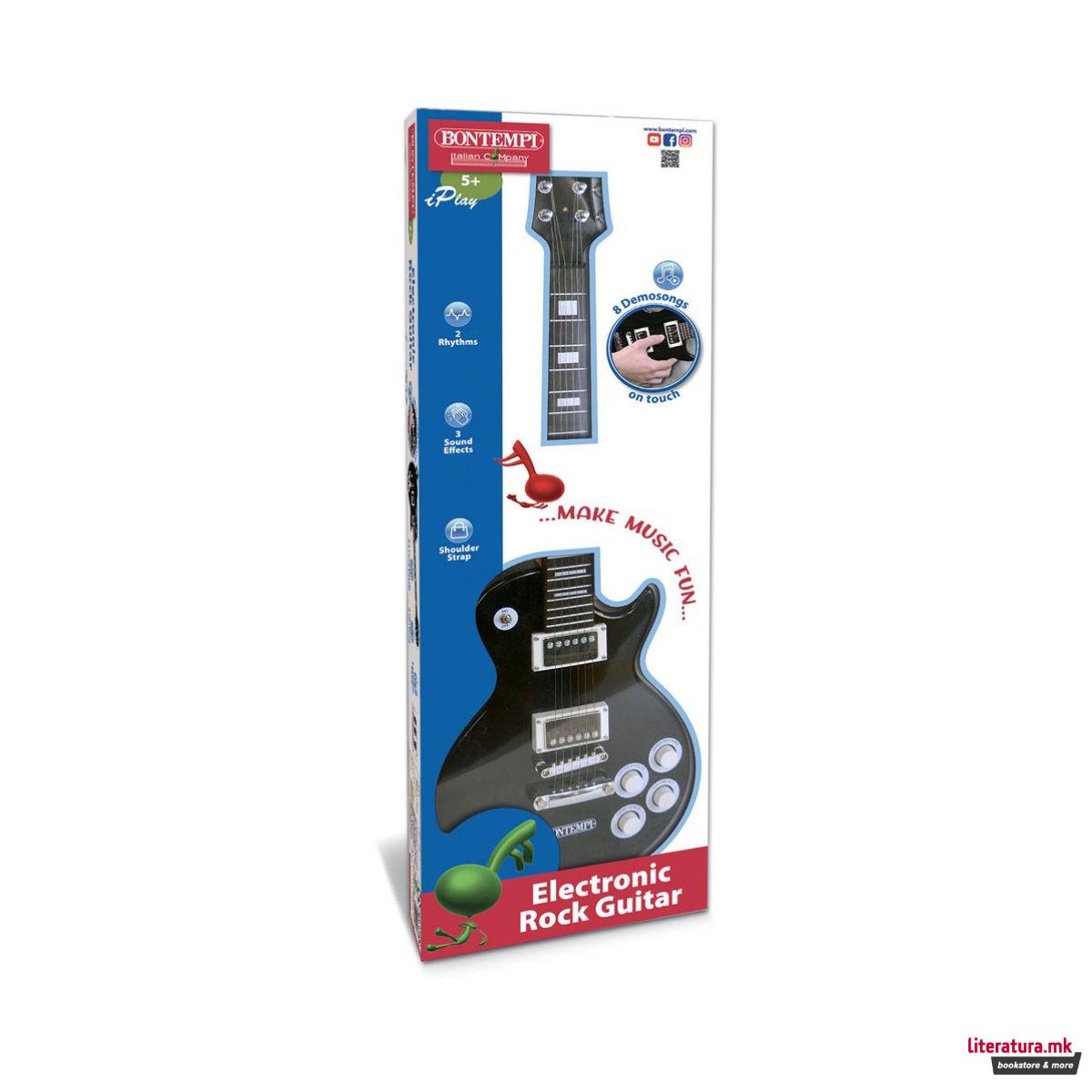 Електронска рок гитара, iPlay, Electronic Rock Guitar, 69 цм, црнa 