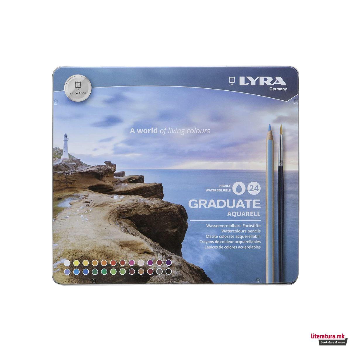 Акварелни моливи во боја, Lyra, Graduate Aquarell, 24 бои 