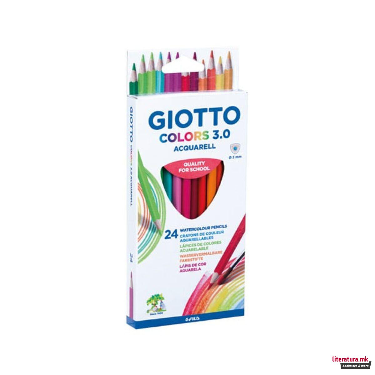 Акварелни моливи во боја, Giotto, Colors 3.0 Acquarell, 24 бои 