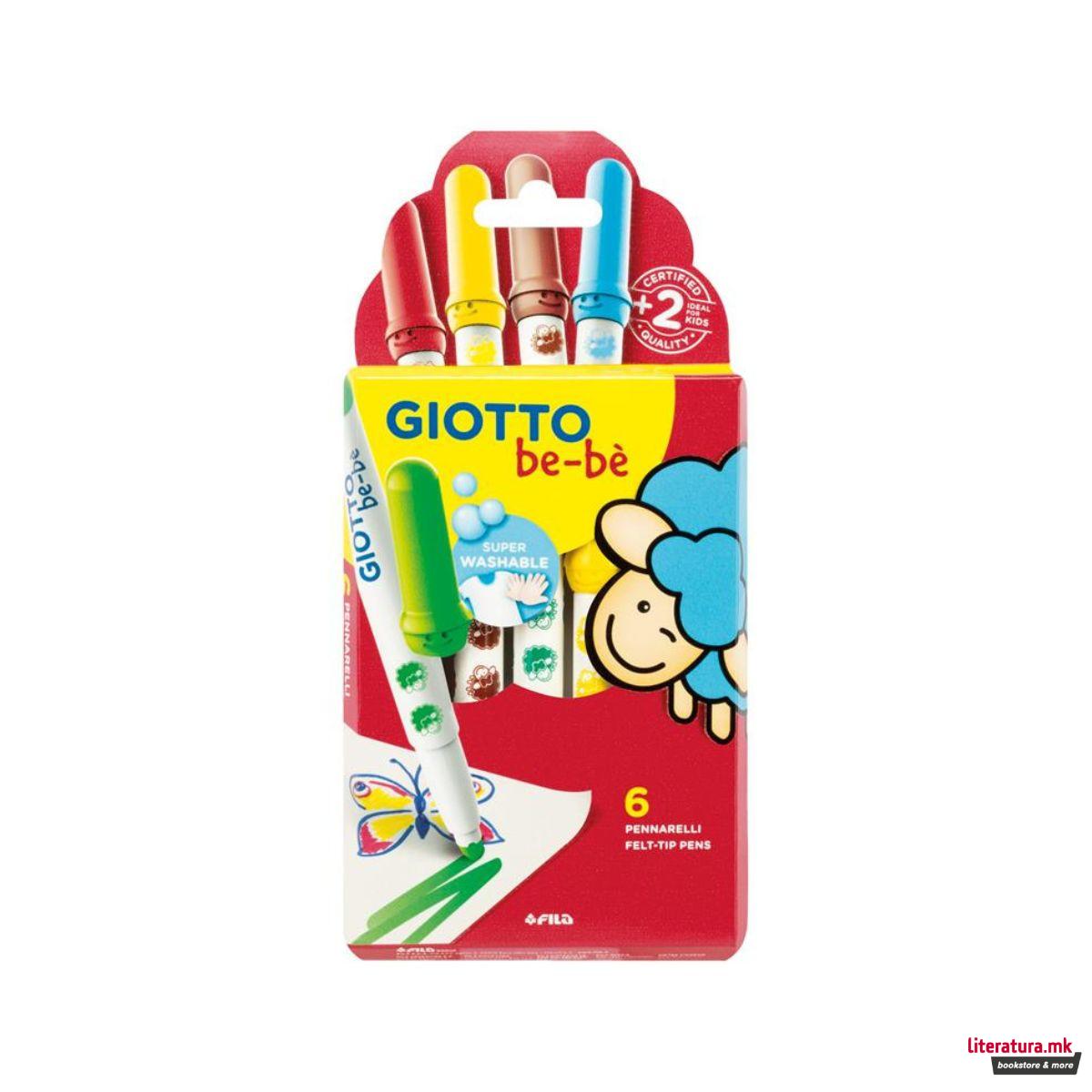 Фломастери за најмали, Giotto, be-bè, 6 бои 