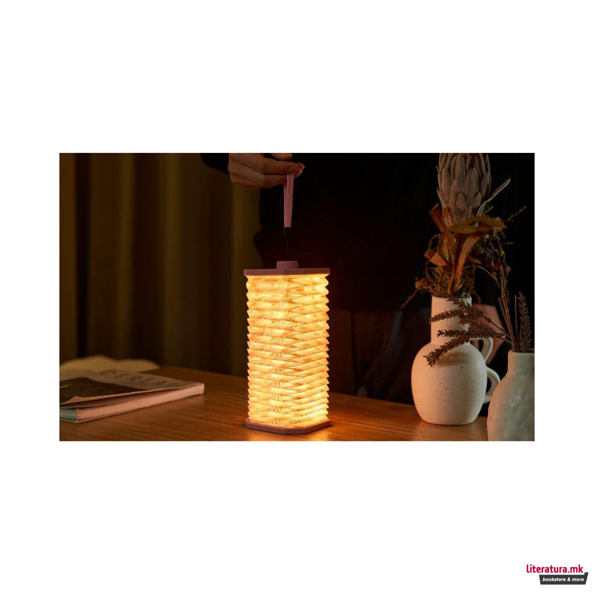 Столна ламба, Velvet Accordion Lamp, Pink Floral