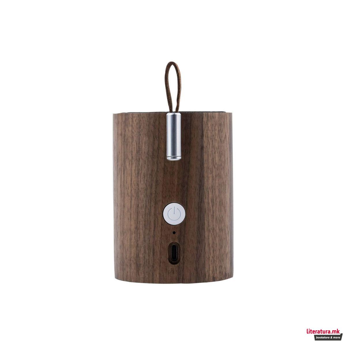 Звучник со светло, Drum Light Bluetooth Speaker, дрво - орев 