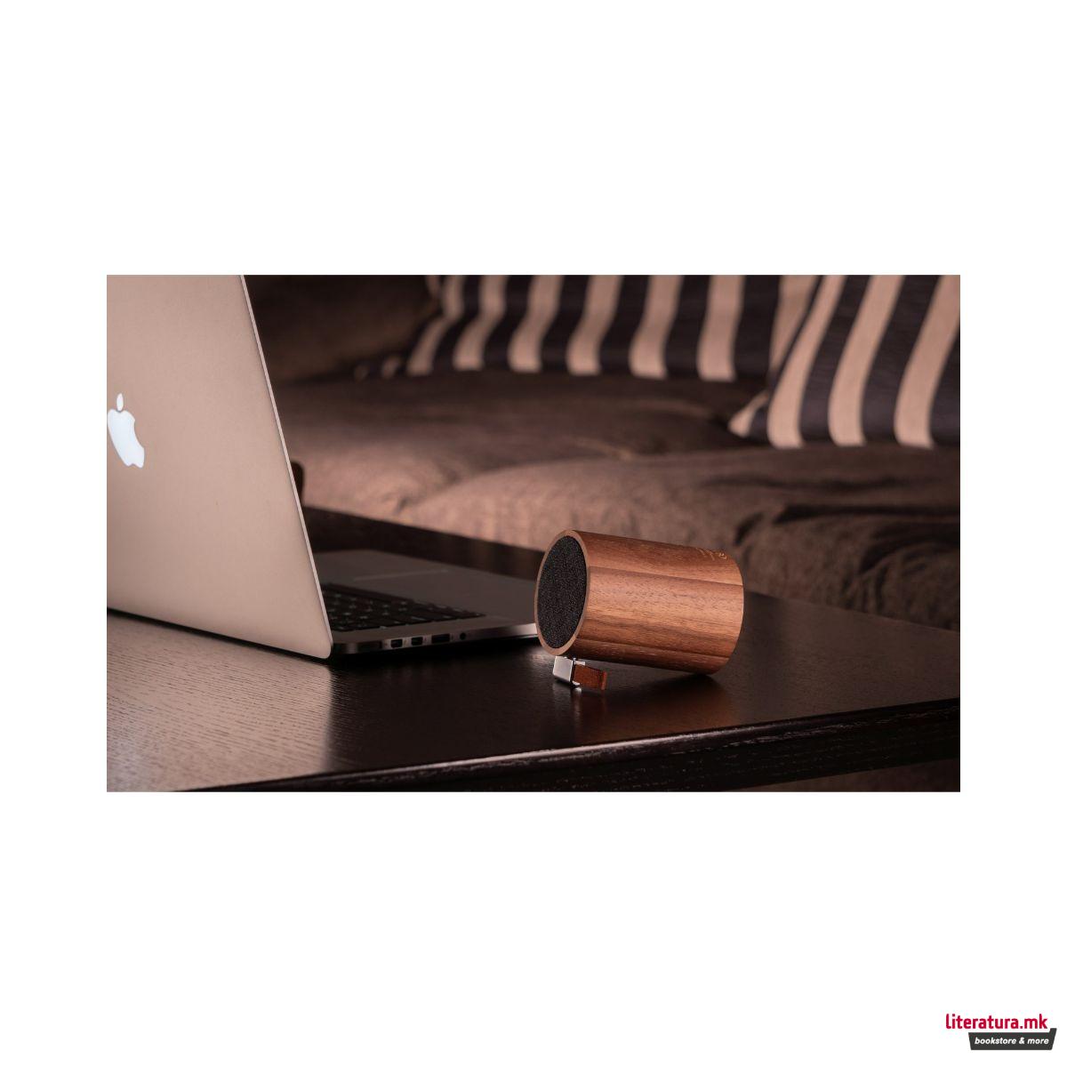 Звучник со светло, Drum Light Bluetooth Speaker, дрво - орев 