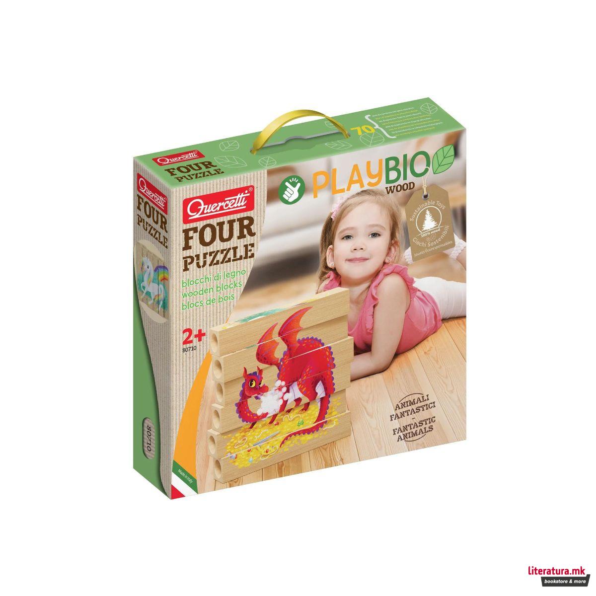 Дрвена сложувалка, Four Puzzle - Fantastic Animals, 6 парчиња 