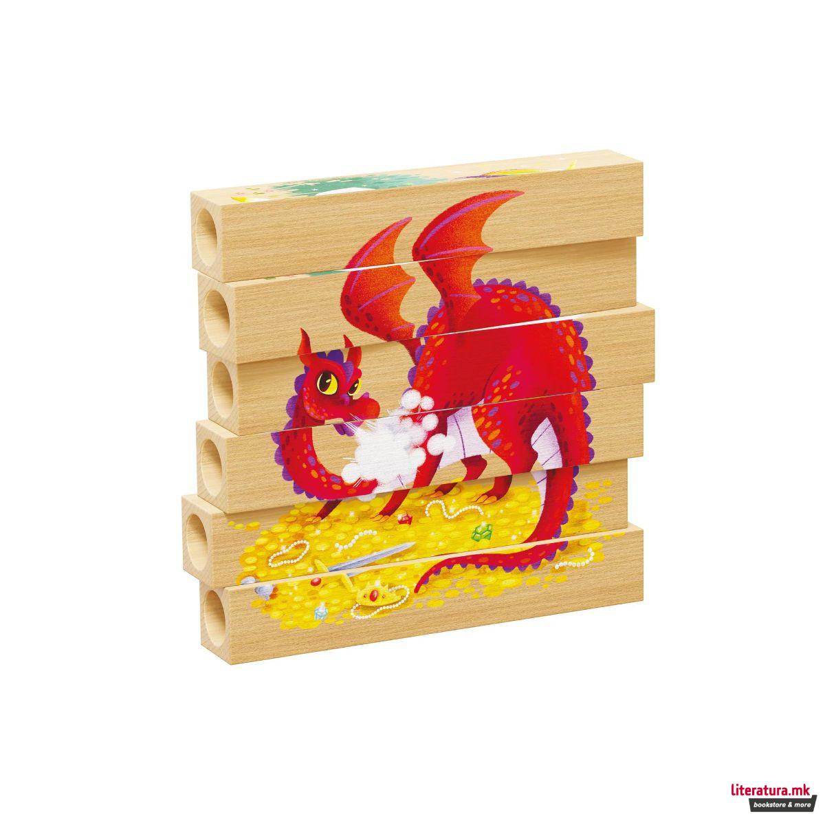 Дрвена сложувалка, Four Puzzle - Fantastic Animals, 6 парчиња 