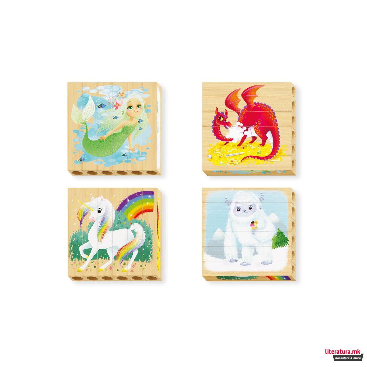 Дрвена сложувалка, Four Puzzle - Fantastic Animals, 6 парчиња 