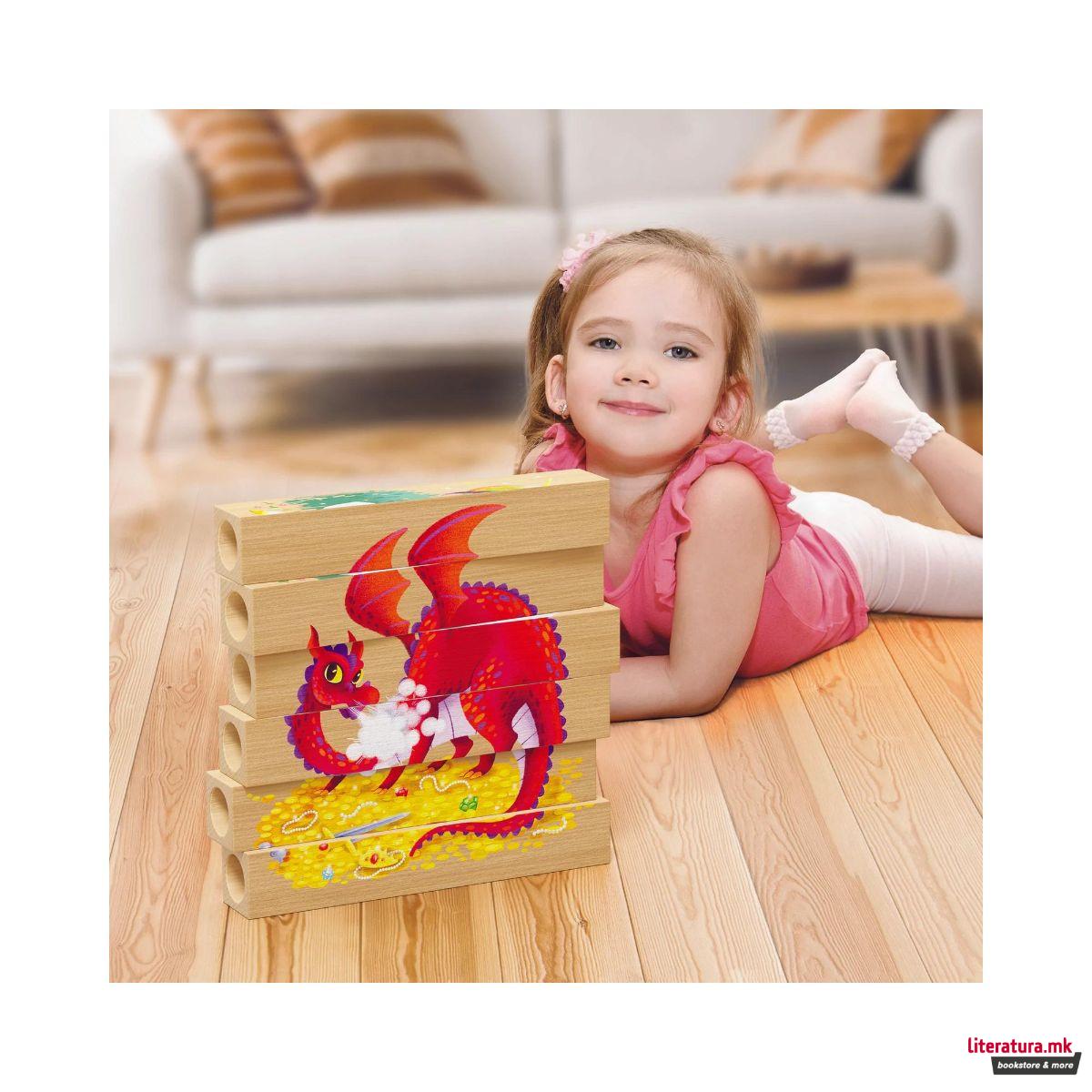 Дрвена сложувалка, Four Puzzle - Fantastic Animals, 6 парчиња 