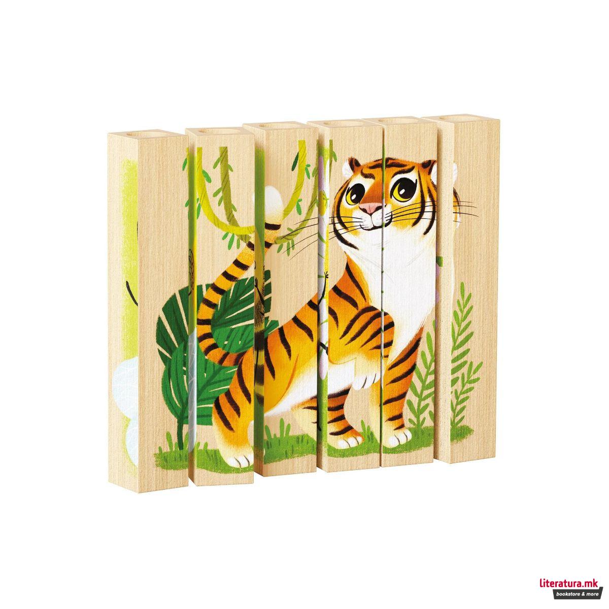 Дрвена сложувалка, Four Puzzle - Endangered Animals, 6 парчиња 