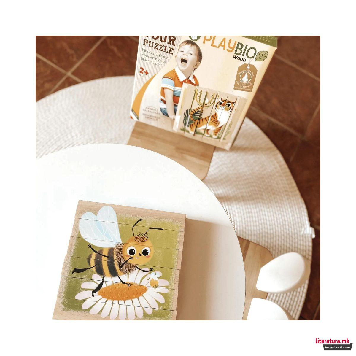 Дрвена сложувалка, Four Puzzle - Endangered Animals, 6 парчиња 