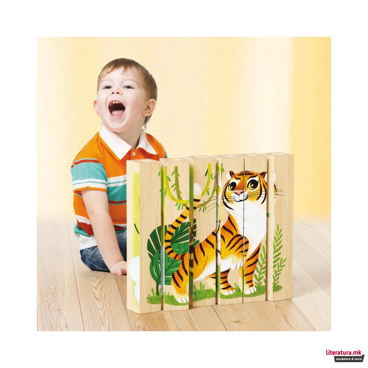 Дрвена сложувалка, Four Puzzle - Endangered Animals, 6 парчиња 