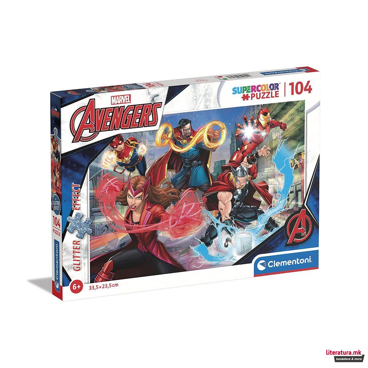 Сложувалка, Marvel, Avengers - Glitter effect, 104 парчиња 