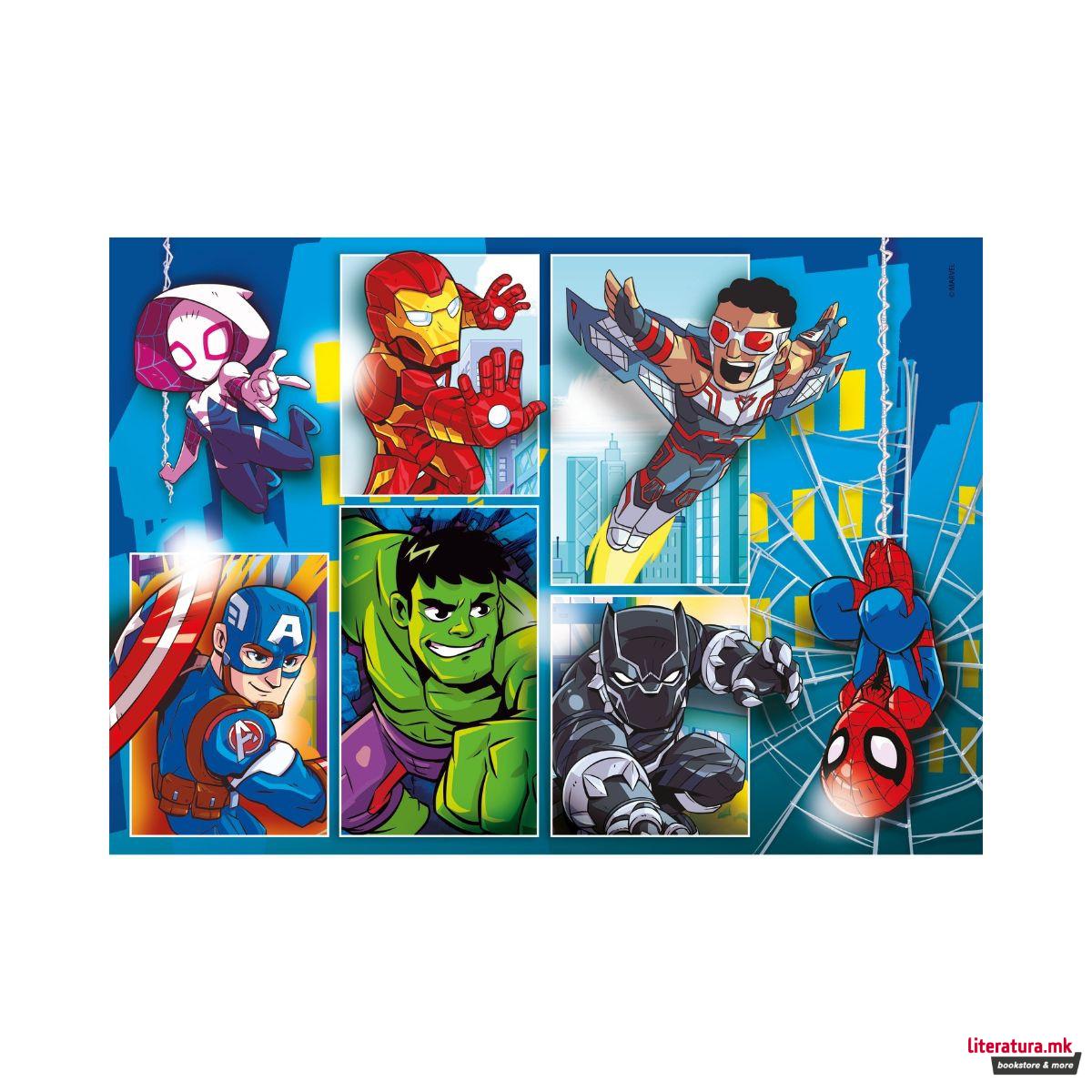 Сложувалка 2 во 1, Marvel, Super Hero Adventures, 2 x 20 парчиња 