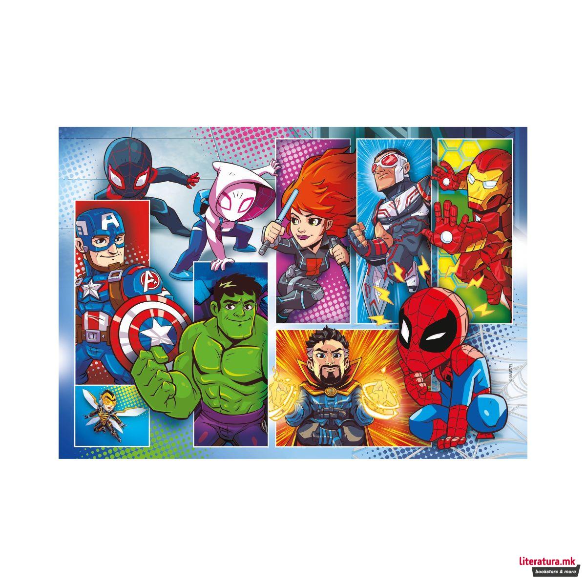 Сложувалка 2 во 1, Marvel, Super Hero Adventures, 2 x 20 парчиња 