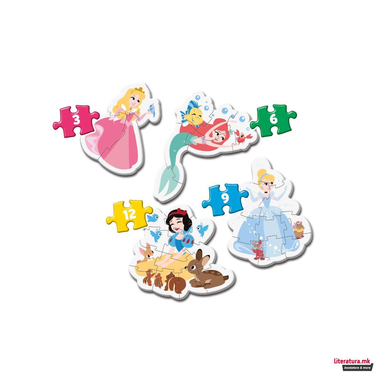 Мини сложувалка 4 во 1, My First Puzzles, Disney Princess, 3+6+9+12 парчиња 
