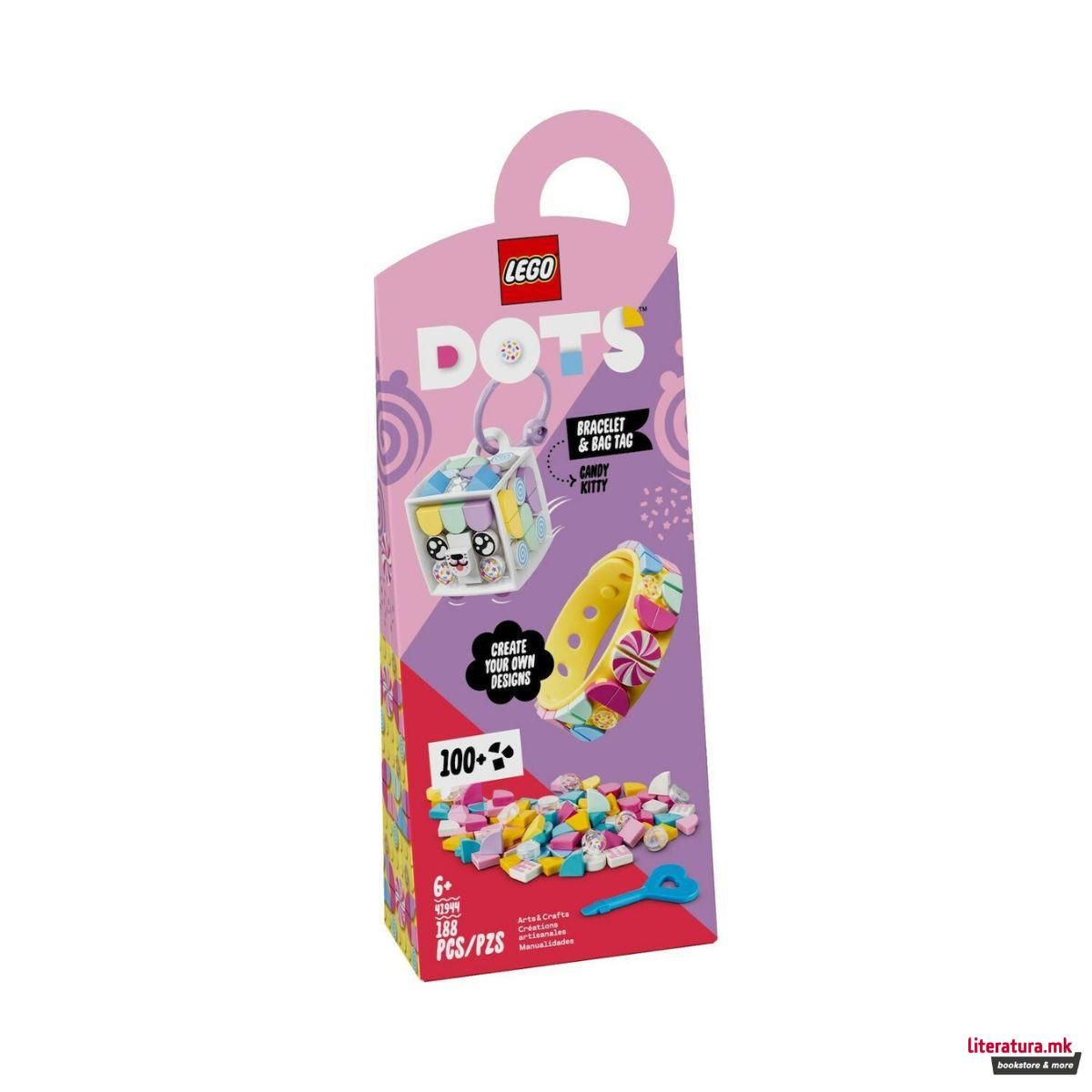 LEGO белезица и таг за багаж, Dots, Candy Kitty